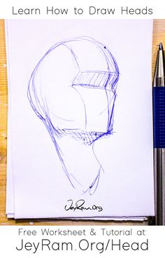 a drawing of a man's head with the title learn how to draw heads