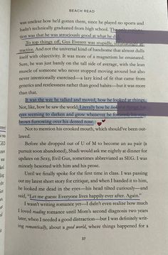 an open book with some type of writing on it's page and the words in red are highlighted