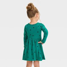 Bring cozy comfort to your kids' casual closet with this Long-Sleeve Printed Dress from Cat & Jack™. Crafted from cotton-blend jersey fabric, this long-sleeve dress offers breathable comfort, and the pullover crewneck makes dressing easy. Cat & Jack™: Designed for all children so you can trust it's made for yours. Heart Print Dress, Cozy Dress, Long Sleeve Print Dress, Crewneck Dress, Toddler Girl Outfits, Printed Dress, Girls Long Sleeve, Dress Romper, Toddler Outfits