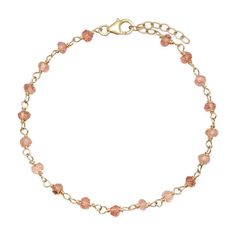 6.5"beaded wire to wire strawberry quartz bracelet 1" 14k yellow gold extension chain and lobster clasp closure Studded Necklace, Strawberry Quartz, Anklet Bracelet, Wire Bracelet, Quartz Bracelet, Chain Earrings, Ring Necklace, Ring Shopping, Anklets