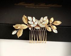 Pair of Handmade Vintage Style Gold Leaf Floral Pearl Bridal - Etsy UK Pearl Bridal, Pearl Flower, Bridal Pearls, Bride Hairstyles, Hair Comb, Gold Leaf, Faux Pearl, Hair Clips