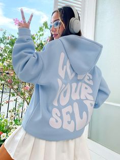 Baby Blue Outfit, Pull Oversize, Aesthetic Hoodie, Bleu Pastel, Womens Sweatshirts Hoods, Lined Hoodie, Cute Hoodie, Blue Outfit, Blue Hoodie