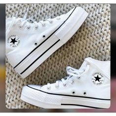 Measage Me Before Purchasing. !!! White Chuck Taylor All Star Lift Platform High Sneakers Fast Shipping / Size 7.5 Last Pair / Multiple Woman Sizes Available : 6, 7, 7.5, 8 Platform Canvas High Top Sneakers Elevated Platform ~1.5" Platform New In Box: I Can Ship Without Box To Lower Shipping!! Lmk Super Trendy Sold Out Online Converse All Star Lugged, Converse Shoes White, Converse One Star Platform, Converse Hightop, Canvas High Top Sneakers, White Converse Shoes, Platform Tennis Shoes, White Chuck Taylors