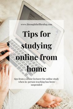 a woman on her laptop with the text tips for studying online from home