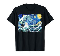 PRICES MAY VARY. This Van Gogh Starry Night tshirt makes a great gift idea for birthday, Christmas or Anniversaries Great wave at kanagawa art Painting t-shirt is designed as a perfect gift idea for Women Men Boys Girls art lovers and artists Lightweight, Classic fit, Double-needle sleeve and bottom hem Show Boat, Kanagawa Prefecture, The Great Wave, Starry Nights, Great Wave Off Kanagawa, Van Gogh Paintings, Van Gogh Art, Starry Night Van Gogh, Mount Fuji