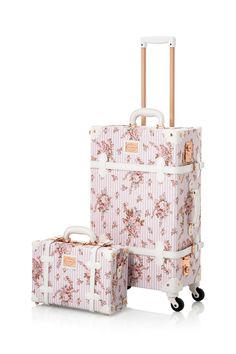 Don't get lost in a sea of black boring luggage at the airport!Stand out in style with COTRUNKAGE FLORAL LUGGAGE! This luggage is great for travel with confidante or boyfriend and can be used for a quick, close by overnight staycation, for a weekend excursion to your favorite retreat, or for a long international trip abroad.Its chic and fashionable design make it a perfect choice for transporting gear for dance teams and cheer squads too! Floral Luggage, Roaring 1920s, International Trip, Cute Suitcases, Luxury Luggage, Stylish Luggage, Cheer Squad, Vintage Luggage, Train Case