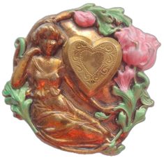 Art Nouveau Gold Brooches As Gift, Antique Heart-shaped Brooch For Gift, Vintage Heart-shaped Collectible Brooch, Antique Heart-shaped Brooches For Gifts, Collectible Art Nouveau Filigree Brooches, Heart Locket, Locket, Flower Garden, Pins