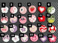 the number of buttons is shown in different colors and sizes, with numbers on each button