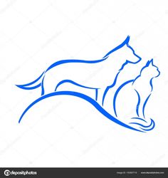 cat and dog logo design on white background stock photo - image 349784