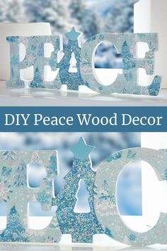 Learn how to make easy peace wood decor using dollar store supplies, napkins, and Mod Podge! This is a fun DIY for a seasonal display. Mod Podge Furniture, Mod Podge Canvas, Decoupage Pictures, Mod Podge Ideas