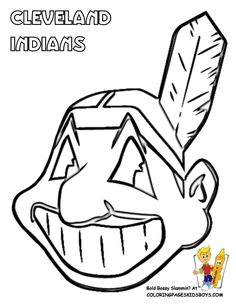 the cleveland indians coloring page with an image of a man's face and feather