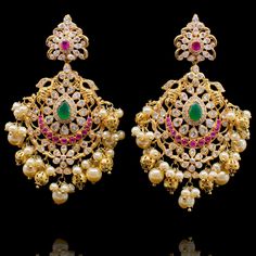 Selwa Earrings - á La Couture Chandbali Earrings Gold Indian Jewelry, Temple Jewellery Earrings, Haram Designs, Bridal Jewelery