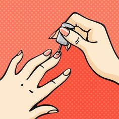 size: 12x12in Art Print: Manicure by Alena Kozlova : Entertainment Nails Illustration, Manicure Images, Pop Art Pictures, Red Manicure, Retro Images, Her Nails, Dope Cartoon Art, Woman Painting, Free Vector Art