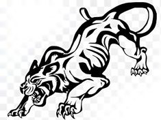 a black and white image of a tiger leaping up into the air with its mouth open