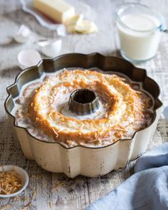 a bundt cake in a pan on a table