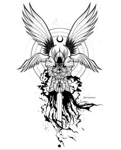 Paladin Tattoo, Angel Tattoo Sketch, Angel Warrior Tattoo, Knight Tattoo, Eagle Drawing, Norse Tattoo, Warrior Tattoo, Full Sleeve Tattoo