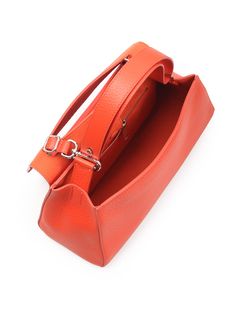 Composition: 100% Leather Modern Orange Leather Shoulder Bag, Chic Orange Leather Shoulder Bag, Red Leather Shoulder Bag For Office, Red Calf Leather Bag With Soft Texture, Red Calf Leather Bag With Soft Finish, Red Leather Satchel With Leather Lining, Soft Calf Leather Red Bag, Red Leather-lined Shoulder Bag For Office, Red Calf Leather Formal Shoulder Bag