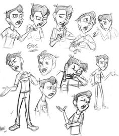 a bunch of cartoon character poses and expressions