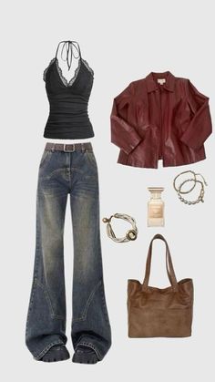 Vidcon Outfit Ideas, Random Style Outfit, Interesting Fall Outfits, Y2k Fashion Aesthetic Outfits, Drew Berry More 90s Outfits, Flare Bootcut Jeans Outfit, Vintage Outfit Ideas 90s, Daily Outfit Inspiration Casual, Summer Theatre Outfit