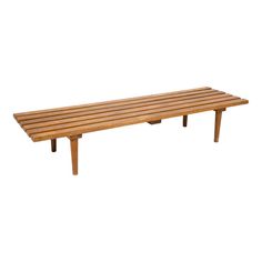 a wooden bench sitting on top of a white background