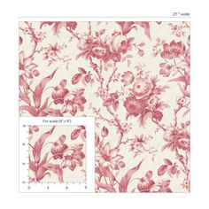 an image of a flowered wallpaper with pink and white flowers on the side