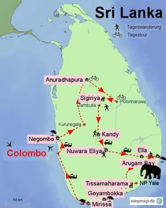 map of sri lanka showing all the major tourist attractions