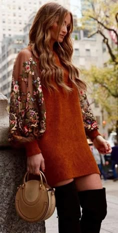 Women Dressy Outfits, Winter Night Outfit, Cozy Winter Outfits, Outfit Trends, Floral Jacket, Outfits Winter, Dressy Outfits, Midi Dress With Sleeves, Mode Inspiration