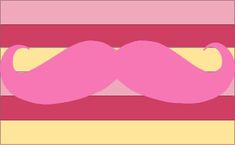 a pink moustache is shown in the middle of a square frame with horizontal stripes