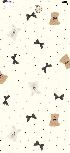 an image of teddy bears with bow ties on white background for wallpaper or fabric