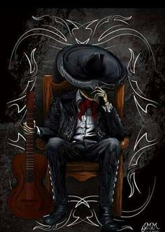 a man sitting on top of a chair with a guitar in front of his face