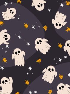 halloween seamless pattern with ghost and stars