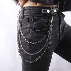 Silver Casual   Metal      Women Accessories Ripped Jeans Chains, Where To Find Pant Chains, Black Jeans Chains, Cheap Trendy Black Chain Belt, Affordable Grunge Jewelry With Adjustable Chain, Adjustable Silver Chain Belt, Cute Chains For Jeans, Gremlincore Pant Chains, Cheap Edgy Chain Belt