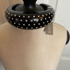 Black Lucite Bangle With Crystals. Slip On Wrist. Has Jewelry Bag Elegant Bracelets With Black Band, Chic Black Bracelet Jewelry, Chic Black Bracelets For Formal Occasions, Trendy Black Round Bracelets, Trendy Black Round Bracelet, Black Bangle Bracelets For Party, Black Evening Bangle Jewelry, Trendy Black Bracelets As Fashion Accessory, Trendy Black Bracelets