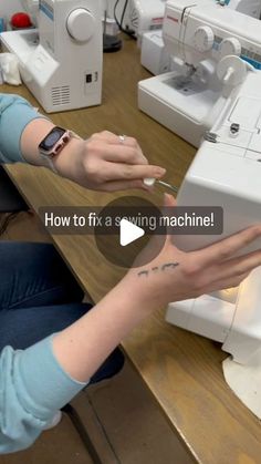 a woman is working on a sewing machine