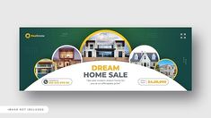 a banner for a real estate sale with houses in the background and text that reads dream home sale