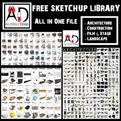 all in one file - architecture, film & stage landscape free sketchup library poster