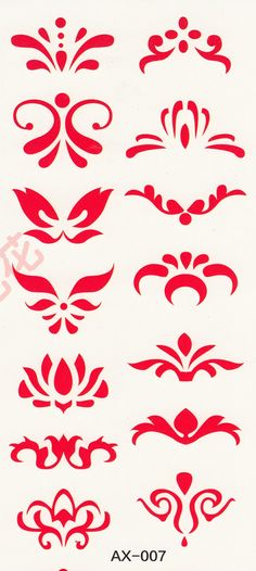 some red designs on white paper