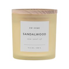 FRAGRANCE PROFILE Warm notes of creamy sandalwood wrapped with white amber, tonka, cardamom spice and spiced leather. DETAILS Woven wood lid Double WickBurn Time: Approx. 40 hours | Dimensions: 4.0" x 4.25" | Fill Weight: 12.6oz | Weight: 2.5 lbs Candle Sandalwood, Cardamom Spice, Sandalwood Candle, Dw Home Candles, Specialty Candles, Incense Oil, Wooden Wick Candles, Candle Types, Woven Wood