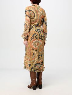 Dress ETRO Woman color Blue Long Sleeve Knee Length Dress, Etro Dress, Long Sleeve Print Dress, Italian Fashion Designers, Gathered Skirt, Printed Dress, Italian Fashion, Woman Colour, Knee Length Dress