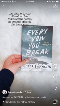 a person holding up a book in their hand with the caption every you break