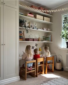 Built In Shelves For Toys, Built In Kids Bed, Open Concept Playroom, French Country Playroom, Playroom And Workout Room Combo, Built In Bookshelves Kids Room, Ikea Billy Kids Room, Combined Office And Playroom, Small Kids Room Storage