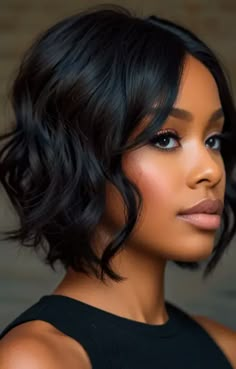 Default short hairstyles for black wavy hair 2 1 Megan Good Bob Hairstyles, Different Bob Styles For Black Women, Bob With Waves Black Hair, Shaved On One Side Hairstyles, Short Bobs Haircuts For Black Women, Flirty Bob Hairstyles, Short Bob Weave Hairstyles Sew Ins, Short Bob Weave Black Women, Bob With Blonde Highlights Black Women