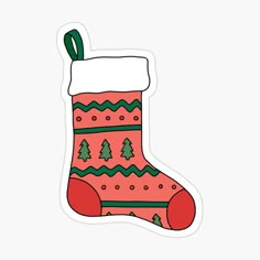 "Christmas Stocking Holiday" Sticker for Sale by murialbezanson Christmas Journal Stickers, Christmas Stocking Designs, Christmas Aesthetic Stickers, Printable Stickers For Journal, Xmas Preppy