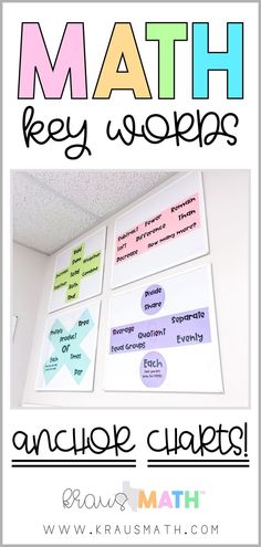 a poster with words and pictures on it that say, math key words anchor chart