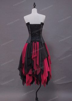 Black Red Short Gothic Party Dress D1040 - D-RoseBlooming Red A-line Dress For Costume Party, Gothic Knee-length Dress For Costume Party, Red A-line Dress For Prom Season, Red Corset Dress For Prom Season, Gothic Knee-length Party Mini Dress, Gothic Knee-length Mini Dress For Party, Red Knee-length Prom Dress, Red Sleeveless Corset Dress For Prom, Red Fitted Bodice Mini Dress For Prom