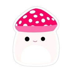 a cute mushroom sticker with polka dots on it's cap, and eyes