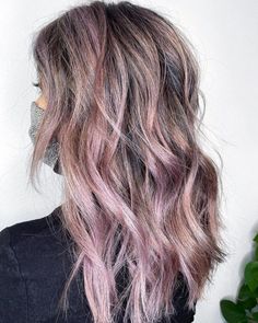 Rose Gold And Grey Hair, Pink Grey Hair, Blackberry Hair Colour, Purple Hairstyles