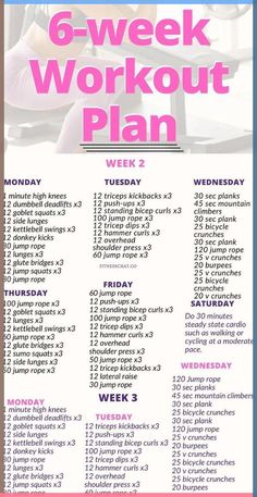 the 6 week workout plan is shown