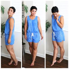 Romper Sewing Pattern Free, Diy Romper Women, Diy Sleepwear, Romper Pattern Women's, Sleepwear Romper, Jumpsuit Diy, Diy Romper, Comfy Lounge Wear, Dress Sew