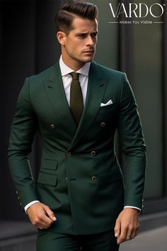 Green Double Breasted Suit, Groom Tux, Clothes Model, Gentleman's Wardrobe, Formal Fashion, Suit For Men, Tailored Suit, Slytherin Aesthetic, The Rising Sun